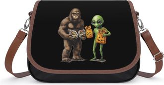 Generic Bigfoot And Aliens1 Halloween Fashion Womens Crossbody Bags Novelty Handbag Shoulder Bag Purse
