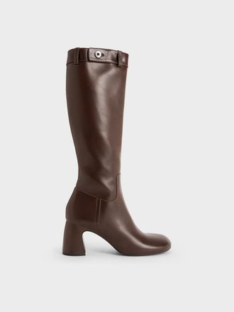 Charles & Keith Block-Heel Knee-High Biker Boots