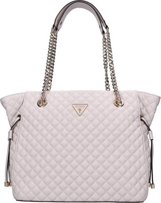 Guess Rianee Gewatteerde Shopper Tas - Dames - Schoudertassen - Beige - ONE Size - Leer - Tassen