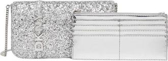 DKNY Zilveren Glitter Schoudertas met Uitneembaar Etui - Dames - Schoudertassen - Grijs - ONE Size - Tassen
