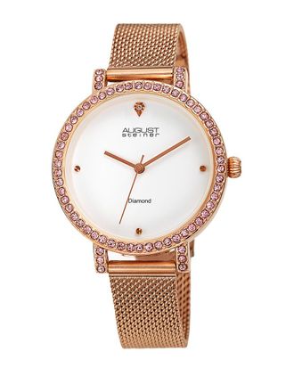 August Steiner Womens Stainless Steel Diamond Watch