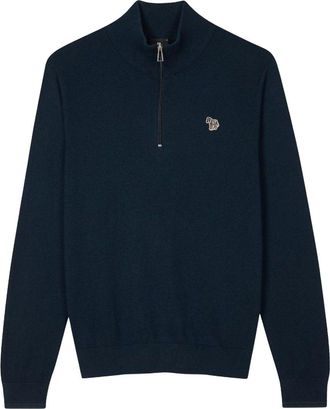 Paul Smith PS 1/4 ZIP ZEBRA SWEATER Size: XXL, colour: NAVY
