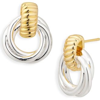 Argento Vivo Two-Tone Twisted Doorknocker Drop Earrings in Gold/Silver at Nordstrom Rack