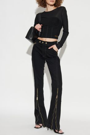 Versace Jeans Couture Top With An Application In The Shape Of A Logo, Womens, Black