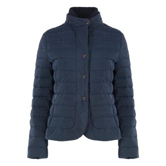 Moorer Down Jackets, female, Blue, Size: XS Snap Button Down Jacket with Goose Down