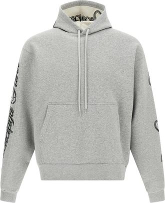 Balenciaga Cursive Geborduurd Katoenen Hoodie - Dames - Hoodies - Grijs - S - Katoen - Hoodies & sweatvesten