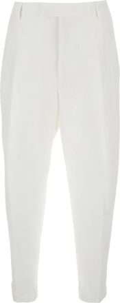 Dolce & Gabbana Witte Linnen Broek met Omgeslagen Zoom - Heren - Nette broeken - Wit - L - Linnen - Broeken