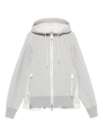 sacai panelled hoodie - women - Cotton/Polyester/Nylon - 3 - Grey