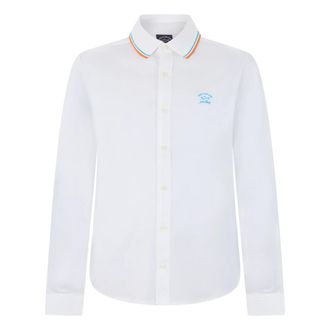 Paul & Shark Lange Mouwen Polo - Heren - Casual Overhemden - Wit - 2XL - Katoen - Overhemden
