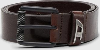 Diesel 3.5cm shiny leather belt with logo loop - Belts - Man - Brown