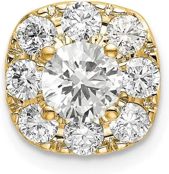 Diamond2Deal 14k Gold Lab Grown Diamond Cushion Halo Pendant (1ct, VS, G-H)