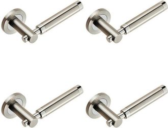 Loops 4x PAIR Sectional Round Bar Lever Concealed Fix Round Rose Polished Satin Steel