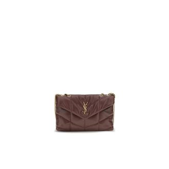 Saint Laurent Puffer Small Shoulder Bag - Dames - Tassen - Rood - Maat: ONE Size Katoen