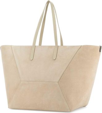 Brunello Cucinelli Womens Suede Shopping Tote Beige