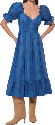 Adelyn Rae Betsey Puff Sleeve Jacquard Striped Maxi Dress In Marine Blue