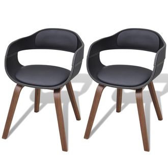 vidaXL Vidaxl - Sillas De Comedor 2 Uds Madera Curvada Y Cuero Sint&eacute;tico Negro