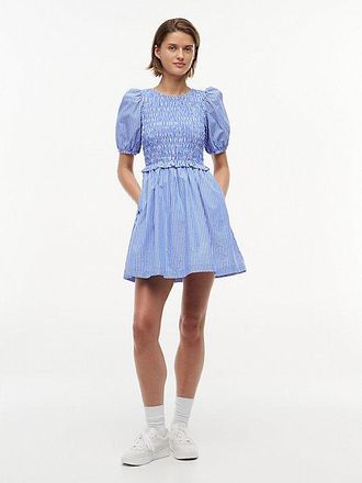 Tommy Hilfiger Back Tie Smock Slim Poplin Mini Dress