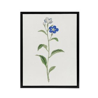 Artery8 Blue Flower Framed Canvas Wall Art Print Vintage Japanese Botanical in White | Size: W24 x H32