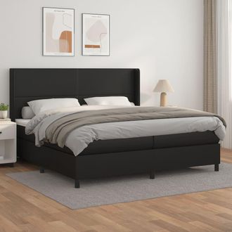 vidaXL Vidaxl - Cama Box Spring Con Colch&oacute;n Cuero Sint&eacute;tico Negro 200x200 Cm