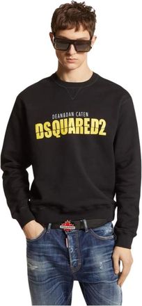 Dsquared2 Stijlvolle Felpas - Heren - Sweatshirts - Zwart - L - Katoen - Hoodies & sweatvesten