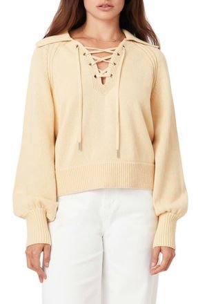 Habitual Lace-Up Cotton Sweater in Chamomile at Nordstrom, Size X-Small