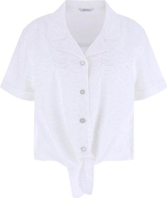 Guess Sharon Eyelet Shirt - Dames - Overhemden - Wit - M - Katoen - Overhemden