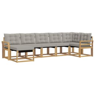 vidaXL Conjunto De Sof&aacute;s De Exterior 7 Pcs Blanco Y Gris Claro Vidaxl