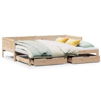Berkfield Home Daybed with Trundle & Drawers without Mattress 90x190 cm Single in Light Tan