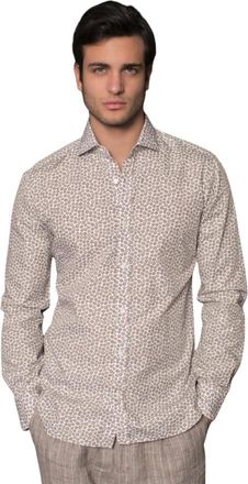 Barba Gedrukt Overhemd - Heren - Casual Overhemden - Beige - L - Overhemden