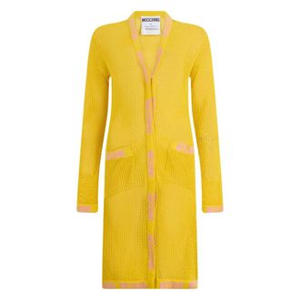 Moschino Gebreide Vest Jurk - Dames - Vesten - Geel - S - Katoen - Truien & Vesten