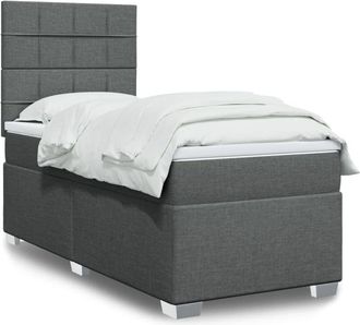 vidaXL Vidaxl - Cama Box Spring Con Colch&oacute;n Tela Gris Oscuro 80x200 Cm