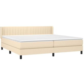 vidaXL Vidaxl - Cama Box Spring Con Colch&oacute;n Tela Color Crema 200x200 Cm