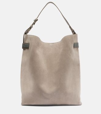 Brunello Cucinelli Essence Monili Large suede tote bag