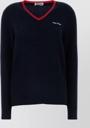 Miu Miu ribbed cashmere v-neck jumper