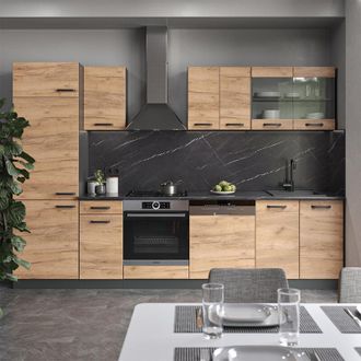 Vicco Mueble De Cocina R-line, Oro Power Roble/antracita, 300 Cm Sin Encimera