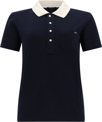 A.P.C. Navy Blue Solid Shirt Collar Polo