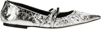Msgm Ballerina schoenen met metallic finish - Dames - Ballerinas - Grijs - 38 EU - Leer - Schoenen