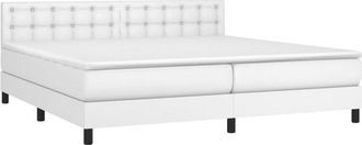 vidaXL Vidaxl - Cama Box Spring Colch&oacute;n Y Led Cuero Sint&eacute;tico Blanco 200x200 Cm