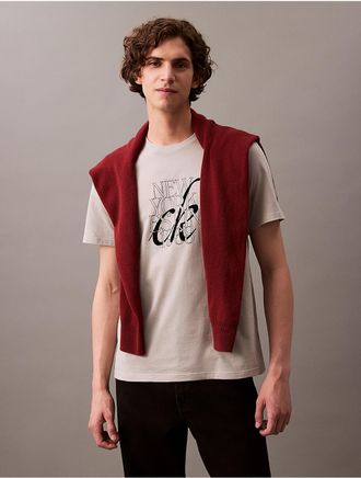 Calvin Klein Jeans Calvin Klein Mens Script Logo Graphic Classic Crewneck T-Shirt - Grey - XS