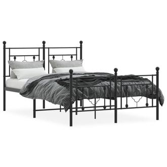 Berkfield Home Metal Bed Frame without Mattress with Footboard Black 120x190cm | Size: 120x190 cm