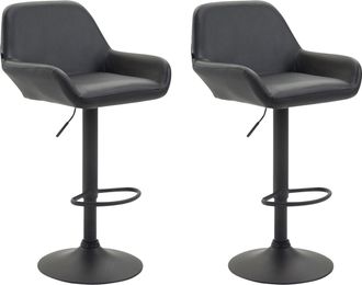 Clp Set 2 Taburetes De Bar Braga En Cuero Pu Negro Negro
