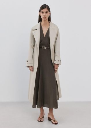 Mango Vestito svasato doppia cintura marrone - Donna - XXS - MANGO