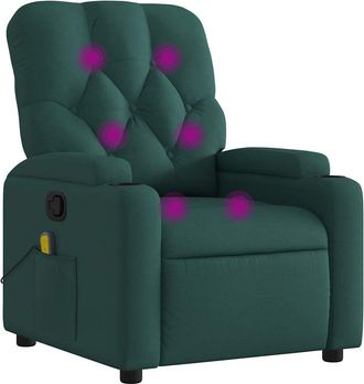 vidaXL Sill&oacute;n De Masaje Reclinable De Tela Verde Oscuro Vidaxl