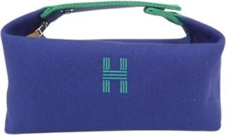 Herm&egrave;s Pre-owned Canvas Clutch - Dames - Vintage Clutch - Blauw - ONE Size - Vintage