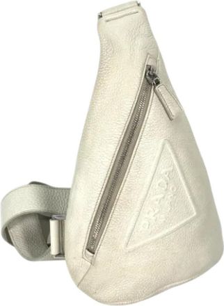 Prada Pre-owned Leather prada-bags - Heren - Vintage Schoudertas - Wit - ONE Size - Leer - Vintage