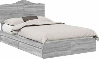 vidaXL Cama Con Almacenamiento Con Cabecera Gris Sonoma 135 X 190 Cm Vidaxl