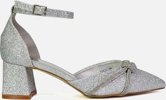 XY London Womens XY London Womens/Ladies Sarah Ankle Strap Medium Block Heel Court Shoes - Silver - Size: 6
