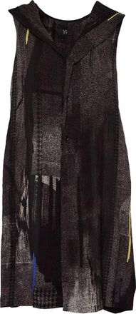 Yohji Yamamoto Top smanicato con cappuccio - Nero