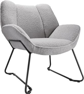 TecTake Sillón de bouclé para salón, acolchado, carga 120 kg, gris claro