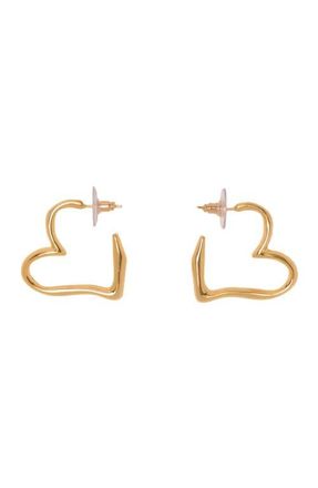 Maje Gold-plated heart hoop earrings in Light Gold at Nordstrom